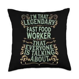 Service Counter Worker - Legendary Fast Food Worker Throw Pillow