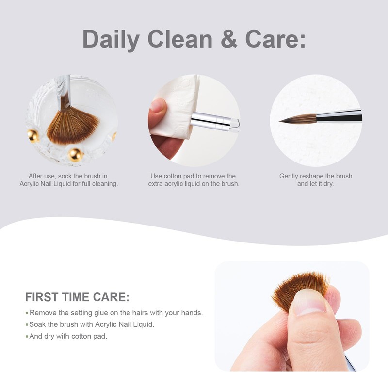 Unique Body Beauty Kolinsky Acrylic Nail Brush (White, 10)