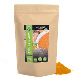 Organic Turmeric Powder (500 g), at least 5% Curcumin, Turmeric Powder from Controlled Organic Cultivation, Gluten-Free, Lactose-Free, Laboratory Tested, Vegan, Turmeric Root Gently Dried and Ground