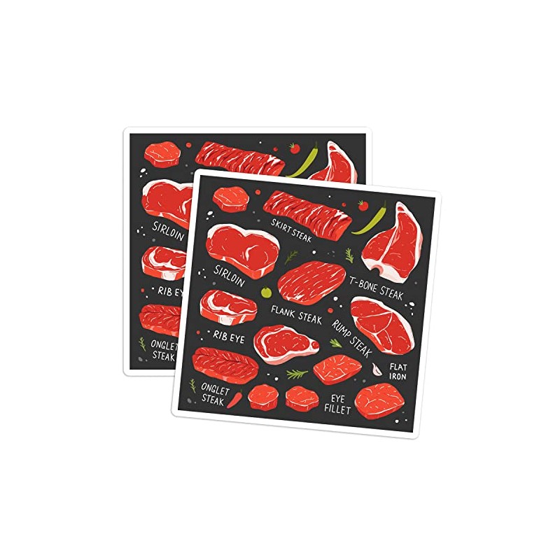 2X 10cm Steak Cuts Vinyl Stickers - Butcher Cooking Beef