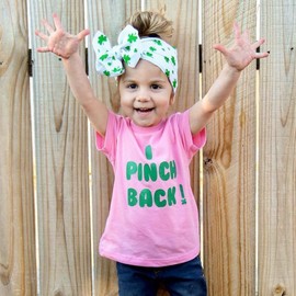 Koolgil Baby Girl's 8'' St. Patrick's Day Soft Large Bowknot Nylon Printing Headband Toddler Hairband Set of 2 (2- Green Clover, One Size)