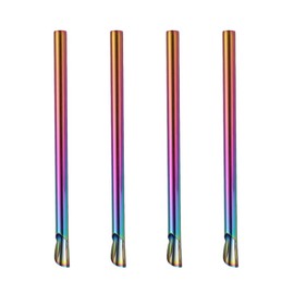 Luxshiny 4pcs Stainless Steel Straws Reusable Drinking Spoon Straws for Milk Tea Smoothie Stirring Coffee (Colorful)