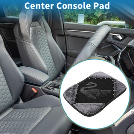 A ABSOPRO Car Armrest Cushion Pad Non-slip 12.40"x9.06" Seat Box Cover Protector Flannel Gray,Black Center Console Lid