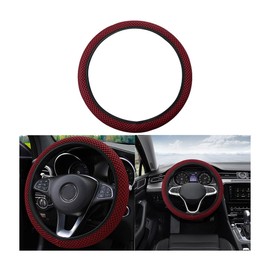 Moly Magnolia Elastic Stretch Steering Wheel Cover, Universal 15 Inch Automotive Steering Wheel Cover, Microfiber Breathable Anti-Slip Odorless Ice Silk, Warm in Winter Cool in Summer (Wine Red)