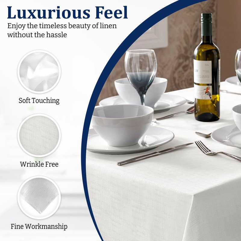 Alan Symonds White Tablecloth | 60x102 Inch (152cm x 260cm)