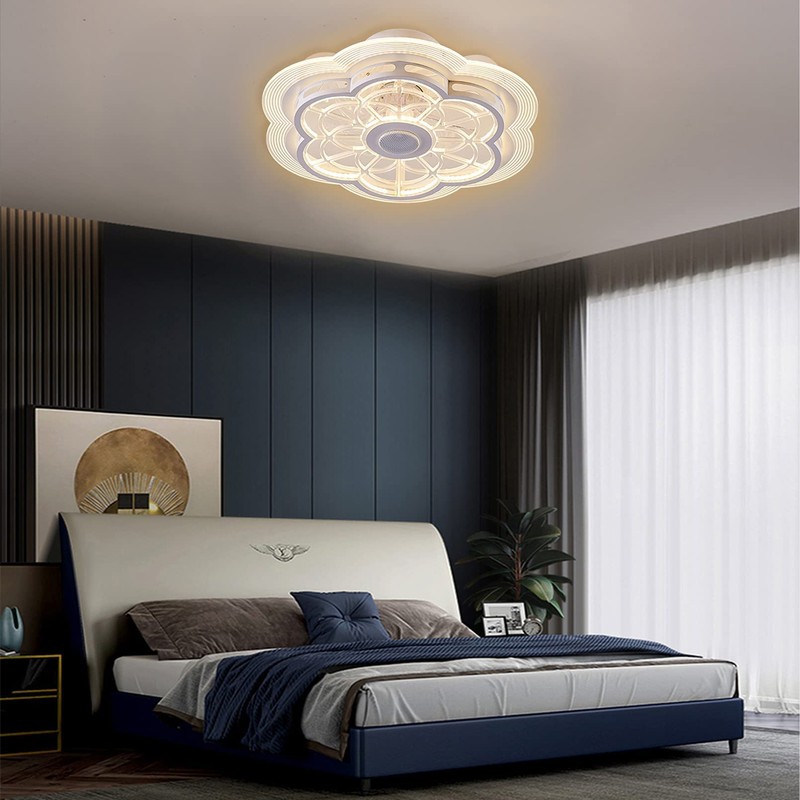 Ceiling Fan with Lights Remote Control, Enclosed flower light fan,