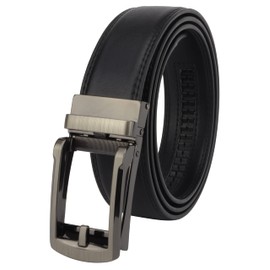 Masters & Stylists Men's Belt in Brown/Black, Leather Belt Men with Automatic Buckle without Holes, Elegant Automatic Belt, with Gift Box, Width 3.5 cm, Length 110 cm or 120 cm, Black (black 02)