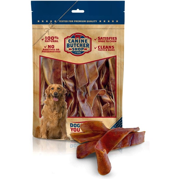 Canine Butcher Shop Always Made in USA Pig Ears Strips for Dogs 1 LB, All Natural Sourced in USA Pig Ears Slivers, Digestible Pork Small-Medium-Large Dog Chew Treat