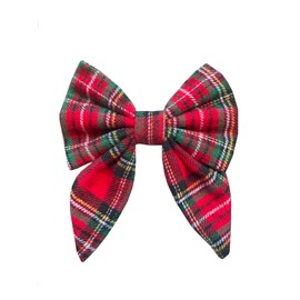 New Dogs Bow Tie Bowtie Sailor Tartan Woven RED Elastic Band ACCESSORY Handmade UK (Woven Sailor Medium)