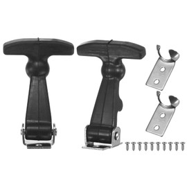 M METERXITY 2-Pack Elastic Stainless Steel Rubber Hood Catch, 2"Flexible Draw Latches with Brackets Flexible T-Handle Hasp Rubber with Screws for Toolbox/RVs/Vehicle Engine/Hood,Silver Black