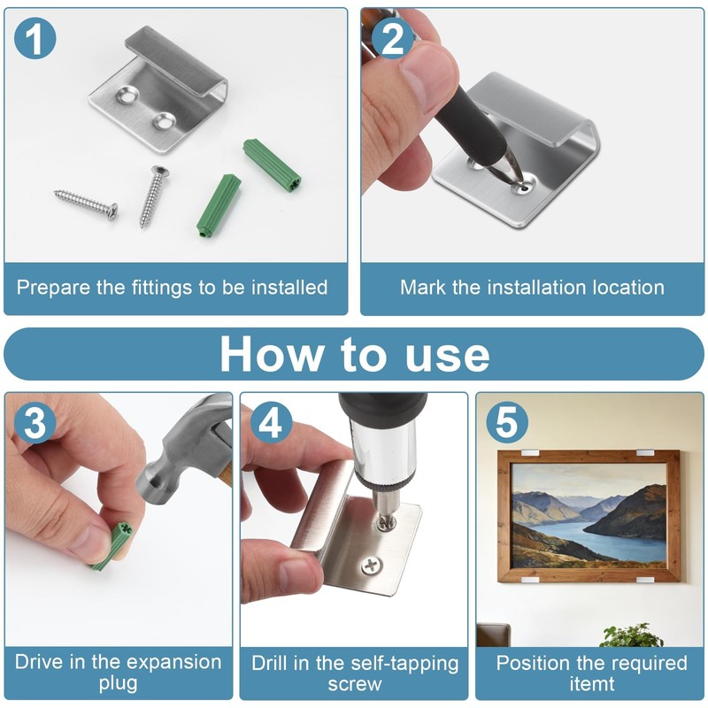 Dwsdws 8 Pcs U Shaped Brackets 10mm Inner Width Stainless