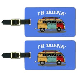 I'm Trippin' Retro Van Funny Humor Luggage ID Tags Carry-On Cards - Set of 2