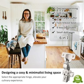 Cosycove Inset 50pcs Frameless European Cabinet Door Hinge - Clip-on Base, Soft Close, Silent, Hydraulic, 6 Way Adjustable Hinge for Kitchen, Bookcases, Wardrobes