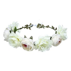 YAZILIND Rose Flower Headdress Handmade Hair Accessories Festival Headband Wedding Dress Accessories White