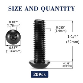 5/16-18 x 1-1/4" Button Head Socket Cap Bolts Screws, 20Pcs 304 Stainless Steel 18-8, Allen Hex Drive, Black Oxide by SG TZH(with Hex Spanner)