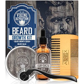 Kit de crescimento de barba para homens, kit de cultivo de barba e kit de crescimento de bigode, kit de rolo de barba – inclui bálsamo de óleo para cr