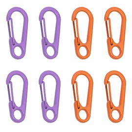 Mini Skater 1.24" Small Alloy Spring Clips Paracord Keychain Spring Gate Snap Hooks for Work Car Key Rings Dog Tags Belt Loop Outdoor Traveling Backpack Accessories, 8PCS (Purple and Light Orange)