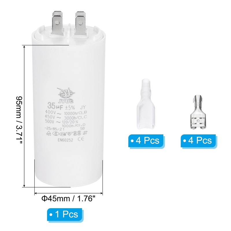 PATIKIL CBB60 35uF Run Capacitor,1 Pcs AC450V 4 Pin Double