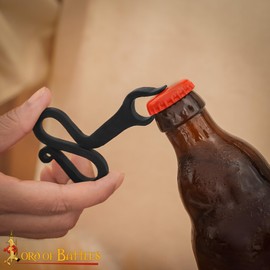 Lord of Battles Medieval Bottle Opener | Viking Iron Hand Forged Beer Bottle Opener (Black)