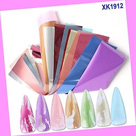 16pcs 20x4cm Mar Texture Nail Foil Transfer Sticker Xk1912 for Nails Design Nail Art Stickers Decals Supplies Manicure Tips Sticker Colorful for Nail Decorations