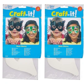 Baker Ross Baker Ross Masken-Set in Weiß, sortiert (12 Stück) - 2 Verschiedene Designs - Ein Hit zu Karneval oder auf Faschingspartys