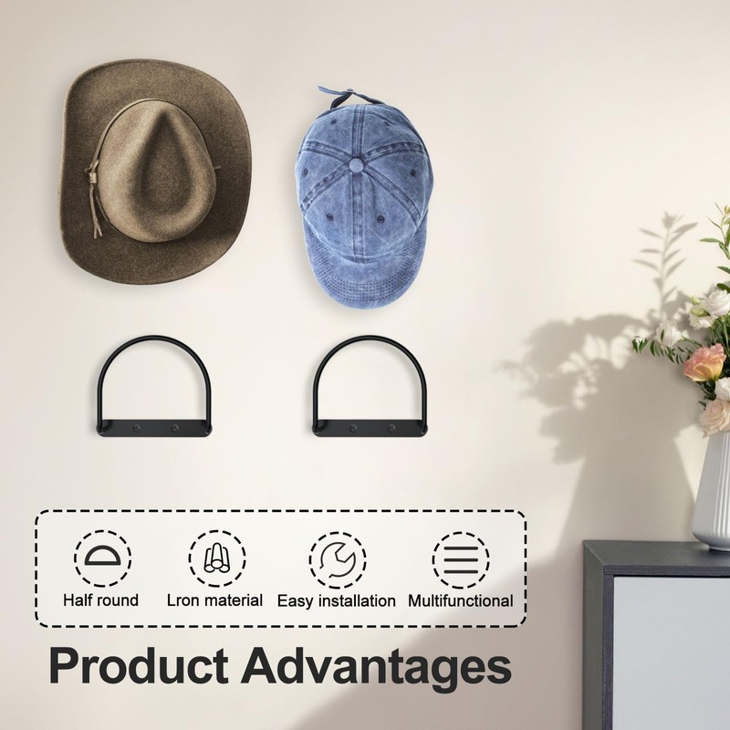 RdjEokf 4 PCS Cowboy Hat Rack, Metal Wall Mounted Baseball