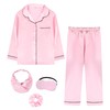 ALHAVONE Kids Girl Pajama Set with Headband Blindfold Hair Tie