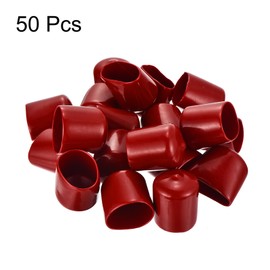 sourcing map 50pcs Round Rubber End Caps 23mm Burgundy Red Vinyl Cover Screw Thread Protectors