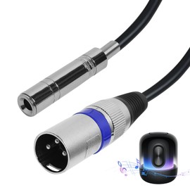 EuAcesry XLR Cable, Microphone XLR Male Cable to Jack 6.3mm Stereo Female Adapter Plug for Microphone to Jack 6.3 TRS Audio Recorder, Amplifier 0.3m