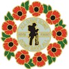 Poppy Car Window Sticker with Soldier and Wreath - in