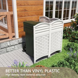 KINYING Air Conditioner Fence Privacy Screen,4 Panels Pool Equipment Trash Can Enclosure Screen for Outdoor,Resin Fence Panels Kit,45" (H) x 22" (W) Per Panel, Off White