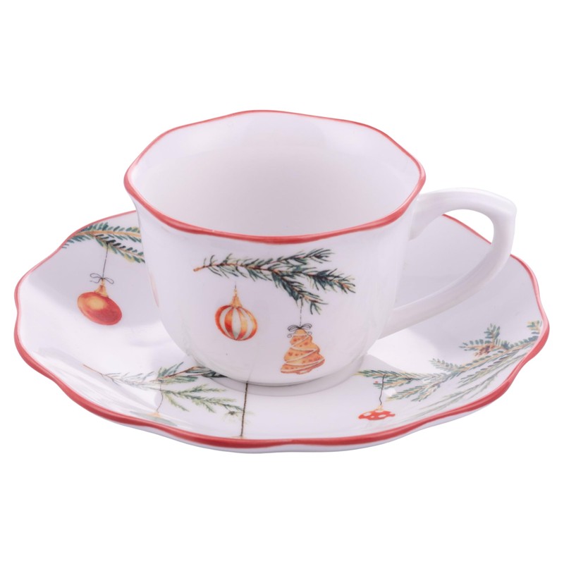 Set 2 tazzine caffè con piattino 100 ml in porcellana,