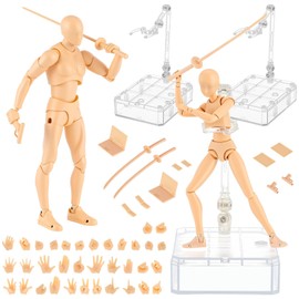 Yookeer Body Kun and Body Chan Dx Set, Drawing Action Figures Female and Male PVC Drawing Doll Human Model Figure with Joints for Artists (Flesh Color)