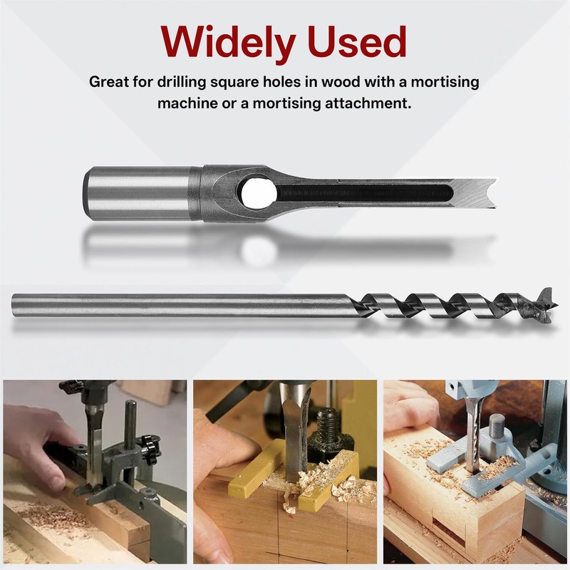 findmall 7Pcs Square Hole Drill Bit Set HSS Square Hole