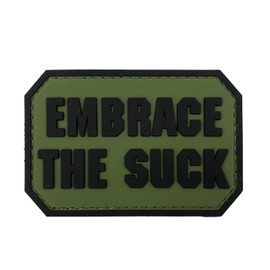 uuKen Embrace The Suck Funny PVC Rubber Tactical Hook Patch for Tactical Backpacks (OD Green)