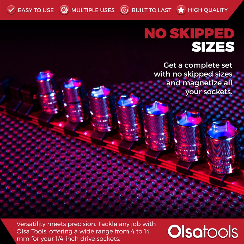 Olsa Tools Magnetic Socket Insert Set 13pc | Metric Sizes