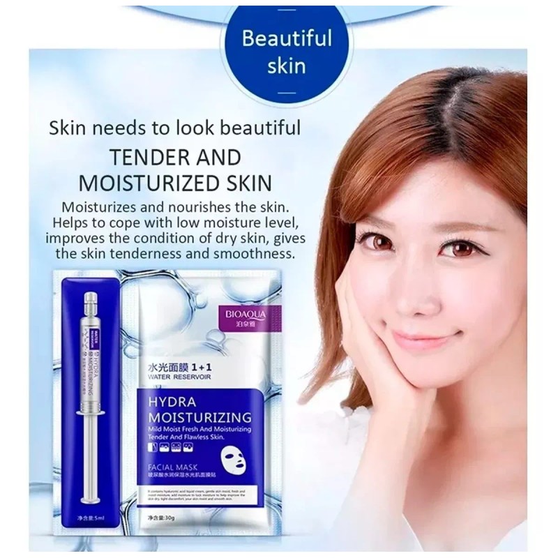 Bioaqua Dúo Mascarilla Facial + Suero Ácido Hialurónico