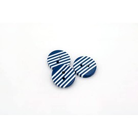 10 Pcs Resin Striped Buttons 2 or 4 Holes Flat Resin Sewing Buttons Colorful Arts Craft Button for Striped Shirts Clothes Scrapbook Decorations Handmade DIY Accessories (10 mm(2 Holes), Dark Blue)