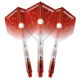 Unicorn Dart Shafts & Flights Set | Gripper 4 Elements Firestorm Combo Pack | Durable Polycarbonate | Two-Tone Red Gradient with Infused Specks | Long 41mm | 3 Stems & Flights