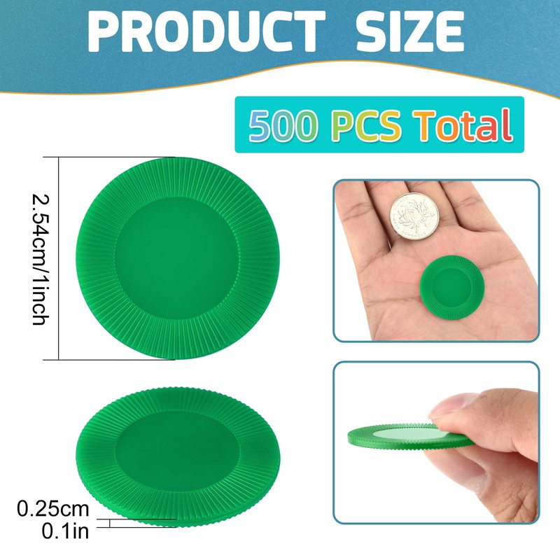 Coopay 500 Pieces Plastic Poker Chips, 1 Inch Bingo Chips