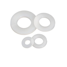 CONPHERON Plastic Washers White Nylon Flat Washers M8 x 14 x 1.0 mm, 60 Pieces