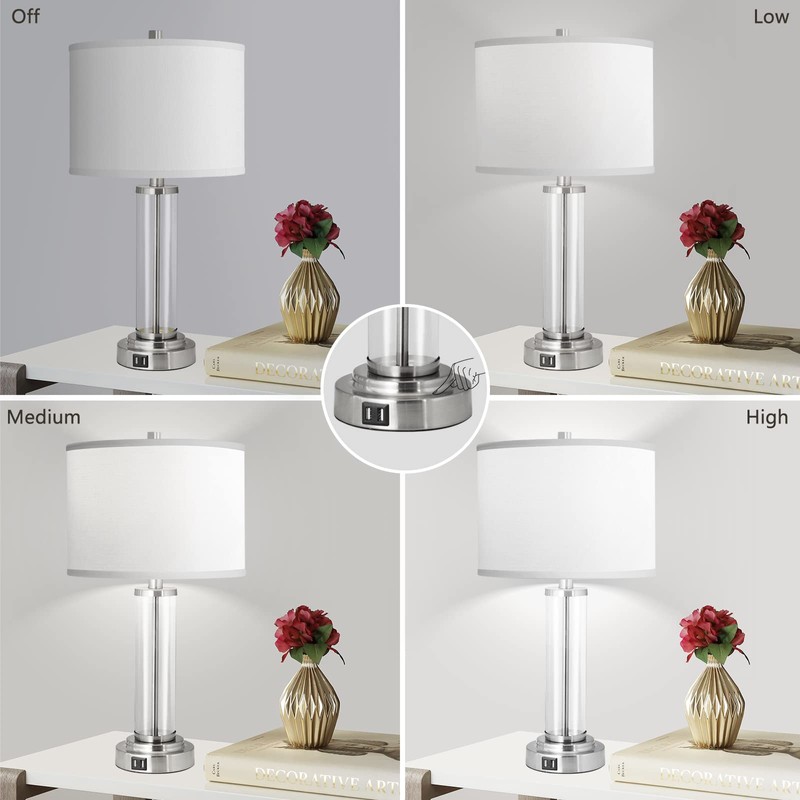 QiMH Touch Control Table Lamps Set of 2 with USB