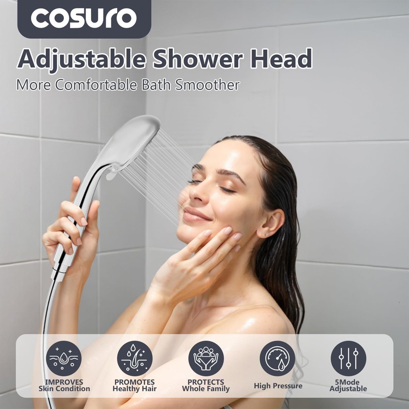 Cosuro High Pressure Shower Head with Powerful Shower Spray &