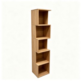 Enjoy Smart 5 Cube Bookshelf, Freestanding 5 Tier Open Display Shelf, Rustic Oak Texture Cube Storage Organizer with Eco-Friendly Melamine Surface for Home Office Bedroom Living Room Study, Oak