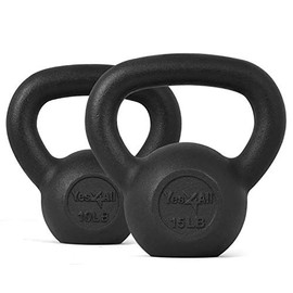 Yes4All Combo Cast Iron Kettlebell Weight Sets – Great for Full Body Workout and Strength Training – Kettlebells 10 15 lbs (Black)