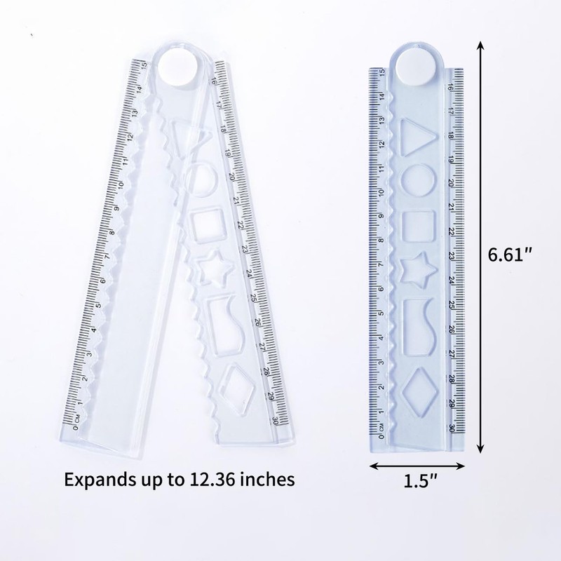 QUETTO 3 PCS Folding Rulers 30cm Foldable Plastic Geometric Straight