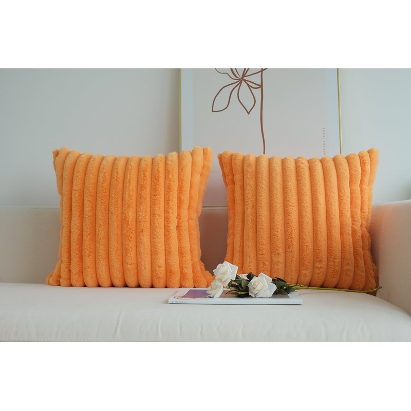 JOJUSIS Pack of 2 Faux Fur Plush Decorative Throw Pillow