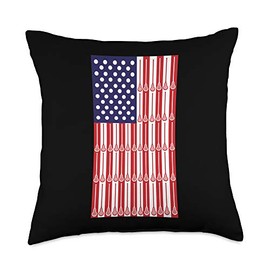 American Flag US Lacrosse Sticks Lax Cool Sports Lover Gifts Throw Pillow