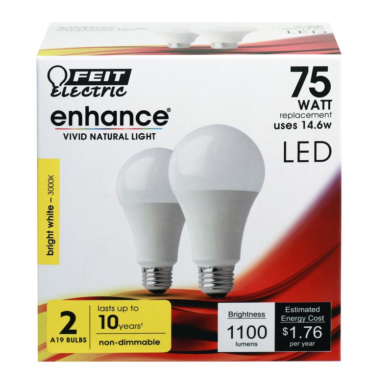 LED A19 E26 BW 75W 2PK