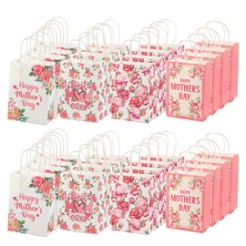 Colodeol 32 Pcs Mother's Day Gift Bags，Medium Small Mothers Day Bag with Handles Floral Mothers Paper Treat Candy bags Bulk for Mom Grandma Wife Women
